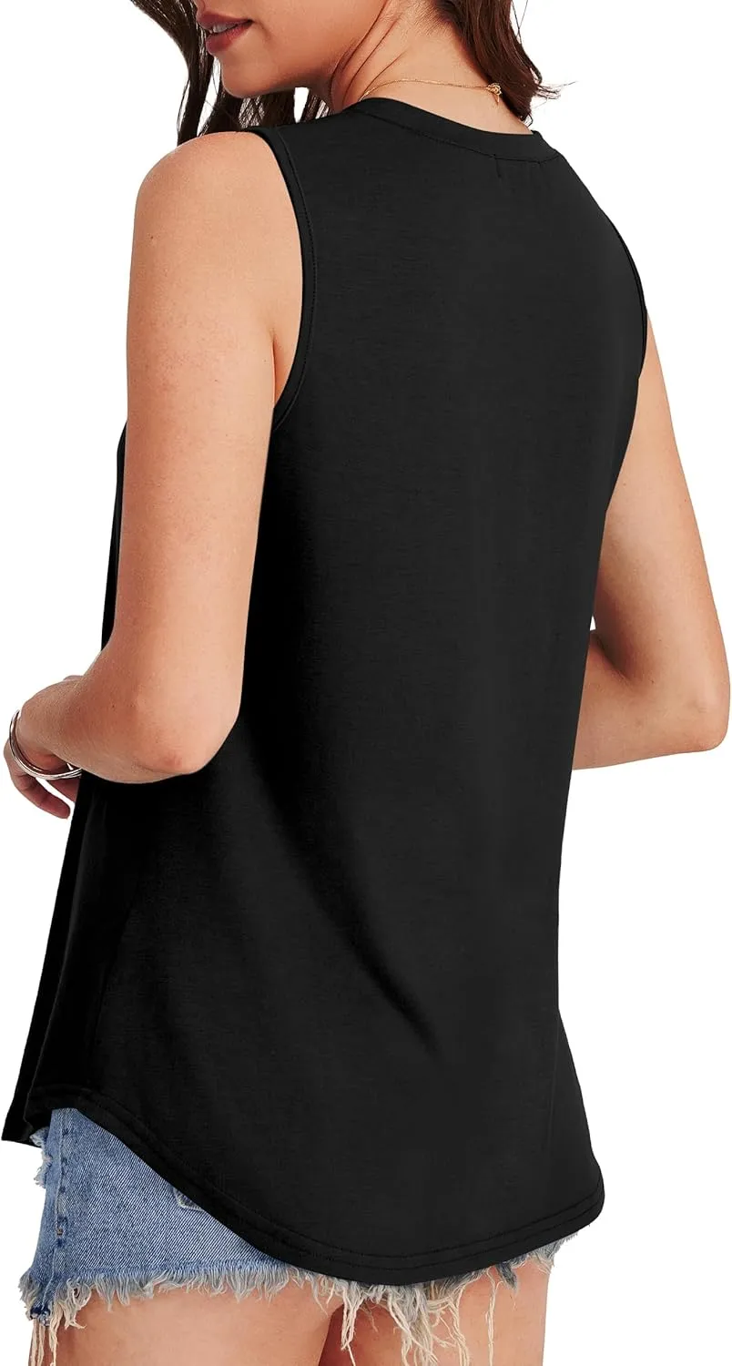 OFEEFAN High Neck Tank Tops for Women Loose Fit Sleeveless Top Summer Clothes Womens Tunic Tops to Wear with Leggings