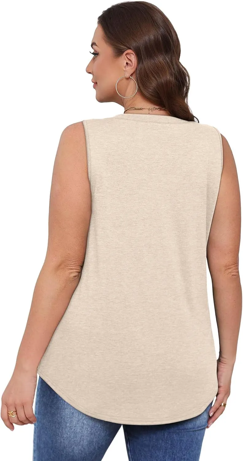 OFEEFAN Womens Tank Tops 2025 Loose Fit Casual V Neck Shirts Flowy Sleeveless Summer Tops