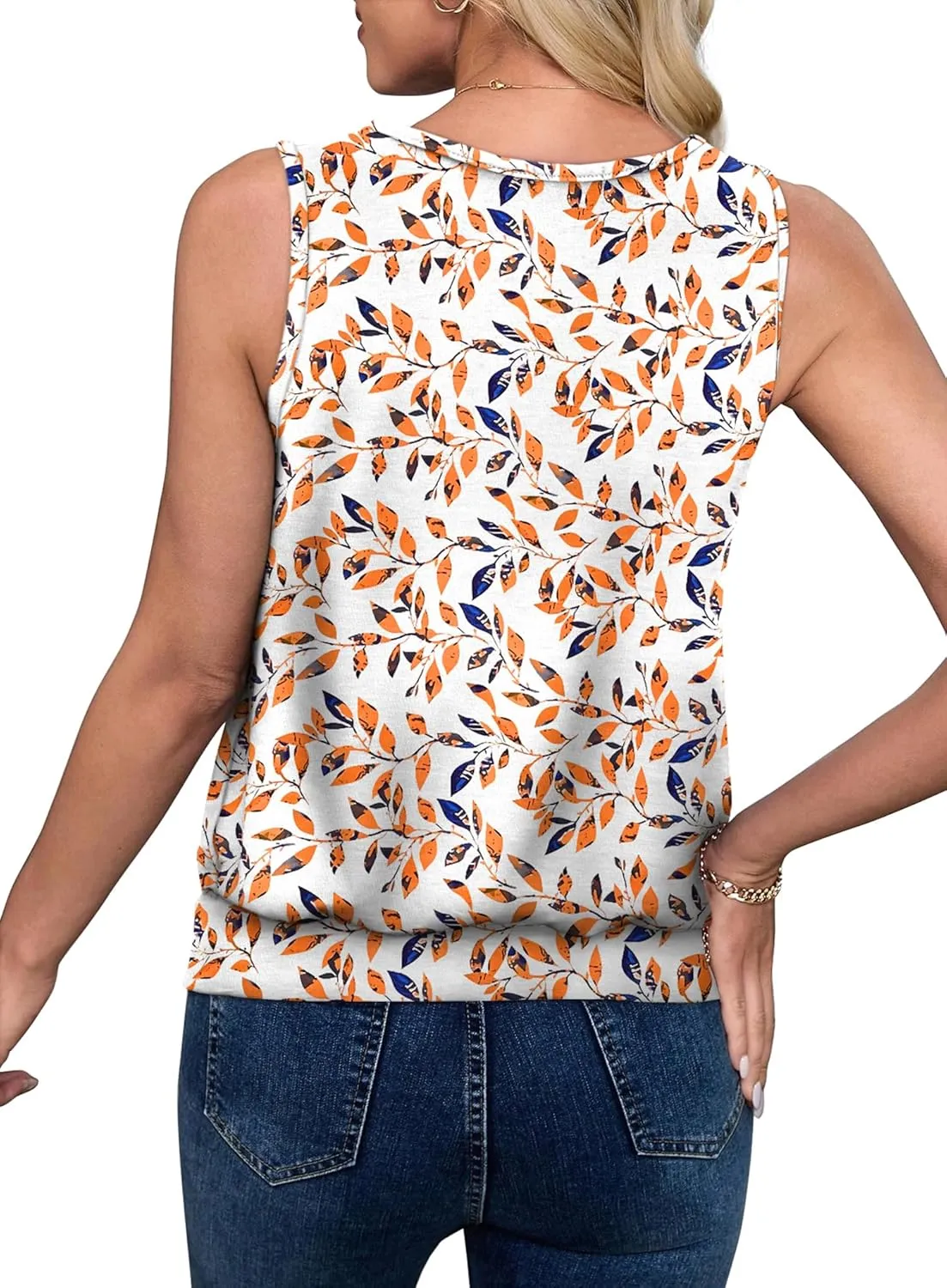 OFEEFAN Womens Tank Tops V Neck Basic Casual Summer Tops Loose Fit Sleeveless Shirts