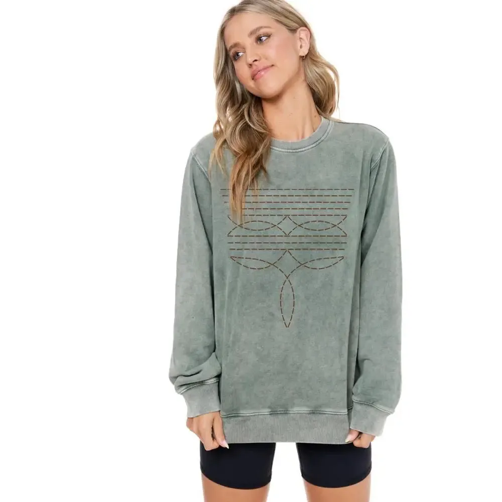 OLIVE BOOT STITCH | SWEATSHIRT
