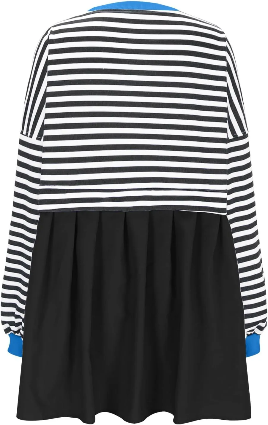 Oversized Sweatshirt Dress Womens Fall Fashion 2024 Long Sleeve Crewneck Patchwork Pullover Tops Pleated Mini Dress