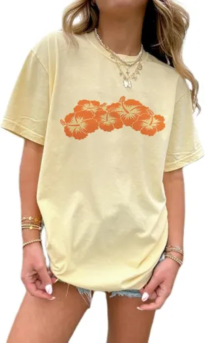 Oversized T Shirt Teen Girls Cute Preppy Clothes Y2k Baggy Floral Print Going Out Summer Streetwear Tees Tops