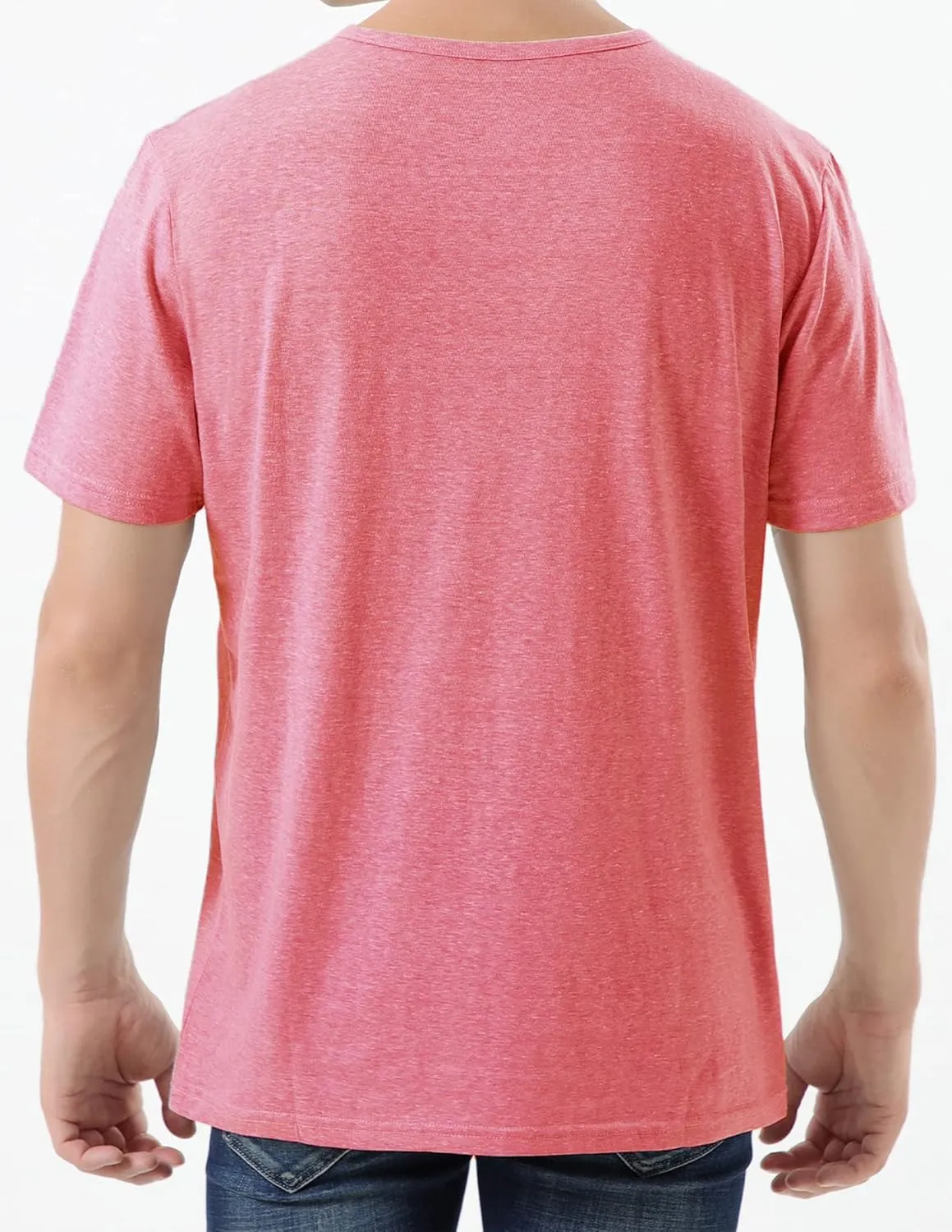Pink Shirt Men Cotton Blend Short Sleeve Tshirt, Slim Fit Premium Casual Tees