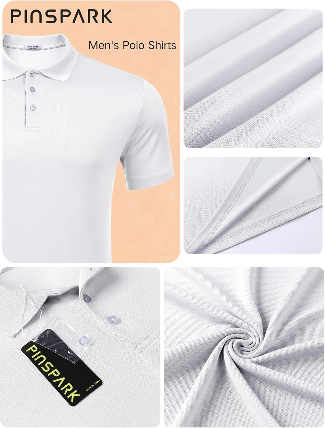 PINSPARK 1/3/4/5 Pack: Golf Polo Shirts for Men Multipacks Quick Dry Short Sleeve Collared Shirt Slim Fit Casual Polos Shirt