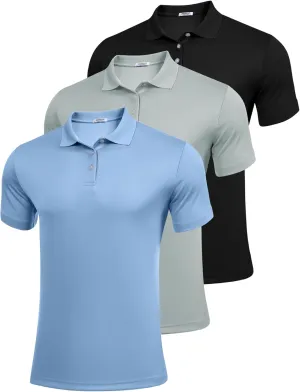 PINSPARK 1/3/4/5 Pack: Golf Polo Shirts for Men Multipacks Quick Dry Short Sleeve Collared Shirt Slim Fit Casual Polos Shirt