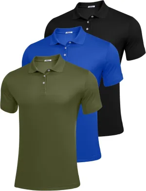 PINSPARK 1/3/4/5 Pack: Golf Polo Shirts for Men Multipacks Quick Dry Short Sleeve Collared Shirt Slim Fit Casual Polos Shirt