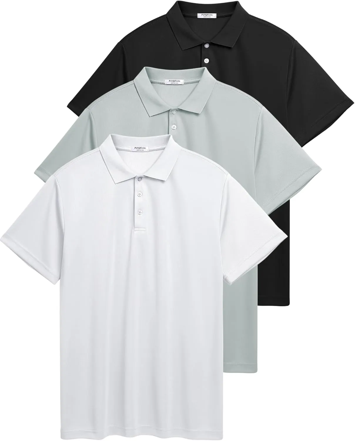 PINSPARK 1/3/4/5 Pack: Golf Polo Shirts for Men Multipacks Quick Dry Short Sleeve Collared Shirt Slim Fit Casual Polos Shirt