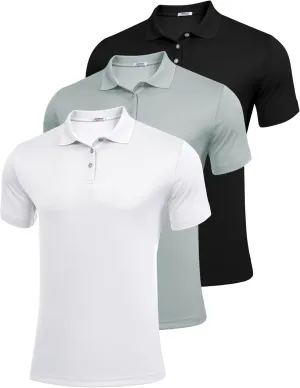 PINSPARK 1/3/4/5 Pack: Golf Polo Shirts for Men Multipacks Quick Dry Short Sleeve Collared Shirt Slim Fit Casual Polos Shirt