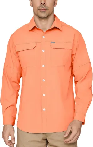 PIQIDIG Men's Long Sleeve Sun Protection Shirts UPF 50  Quick Dry Button Down Shirts Hiking Fishing Camping Travel Work