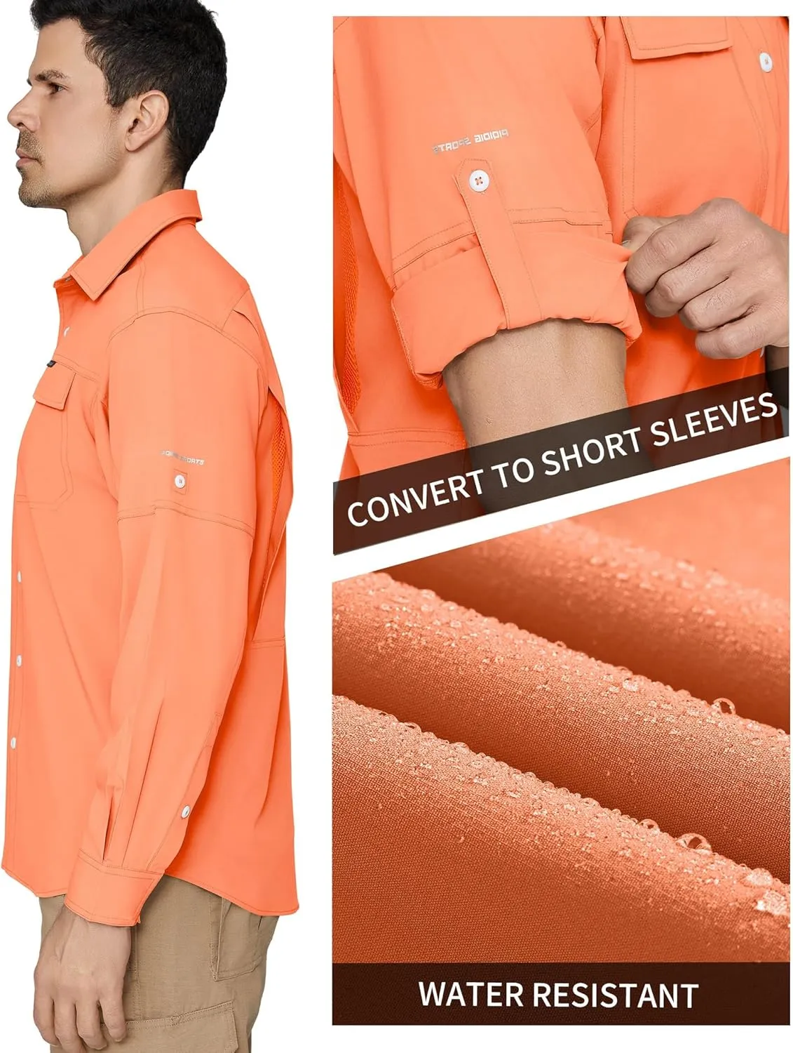 PIQIDIG Men's Long Sleeve Sun Protection Shirts UPF 50  Quick Dry Button Down Shirts Hiking Fishing Camping Travel Work