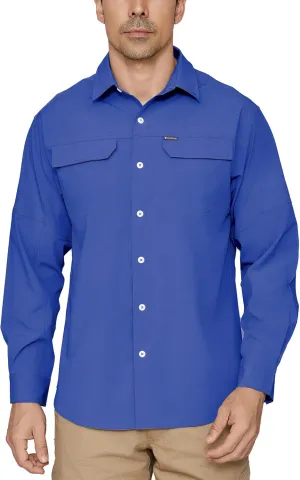 PIQIDIG Men's Long Sleeve Sun Protection Shirts UPF 50  Quick Dry Button Down Shirts Hiking Fishing Camping Travel Work