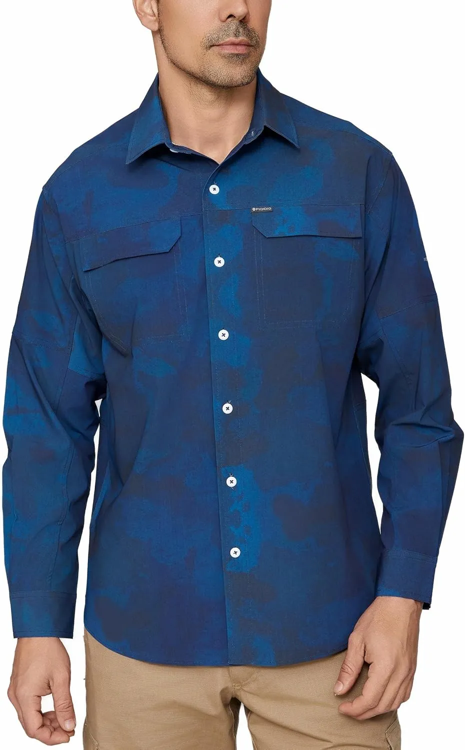 PIQIDIG Men's Long Sleeve Sun Protection Shirts UPF 50  Quick Dry Button Down Shirts Hiking Fishing Camping Travel Work