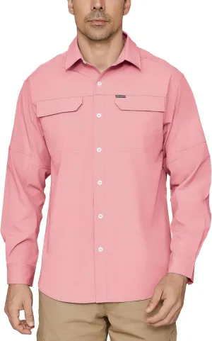 PIQIDIG Men's Long Sleeve Sun Protection Shirts UPF 50  Quick Dry Button Down Shirts Hiking Fishing Camping Travel Work