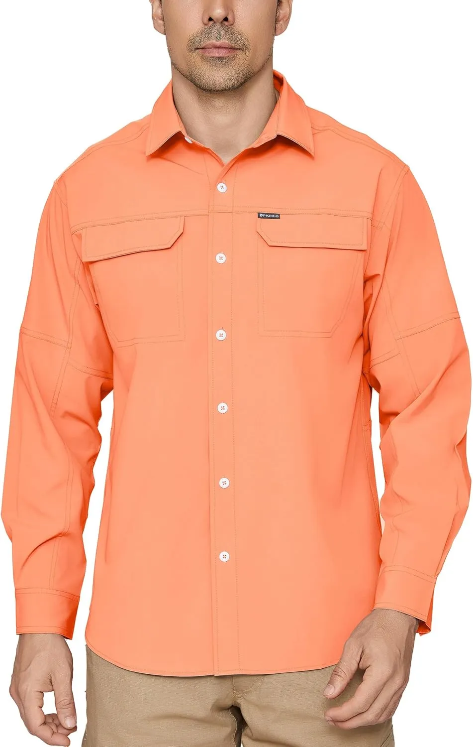 PIQIDIG Men's Long Sleeve Sun Protection Shirts UPF 50  Quick Dry Button Down Shirts Hiking Fishing Camping Travel Work