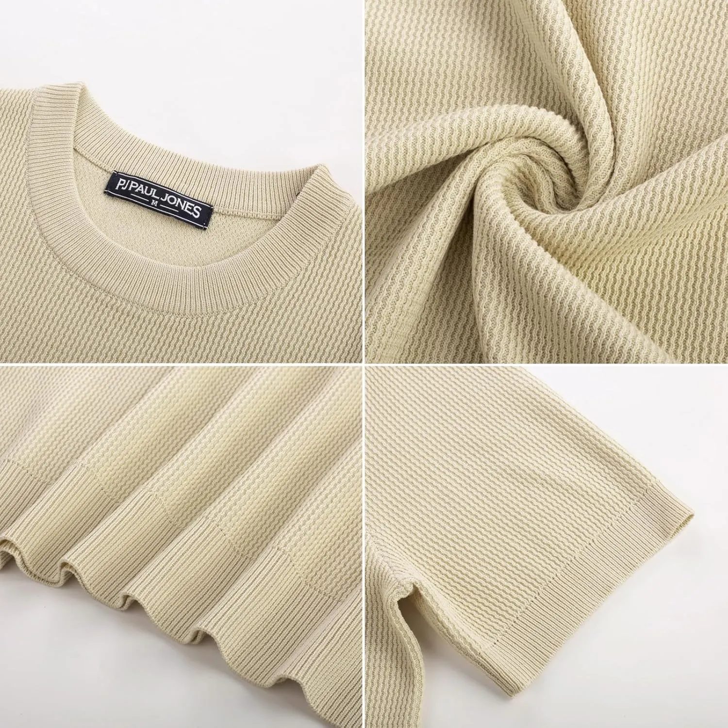 PJ PAUL JONES Mens T-Shirts Knit Short Sleeve Crewneck Shirt Casual Textured Pullover Tees