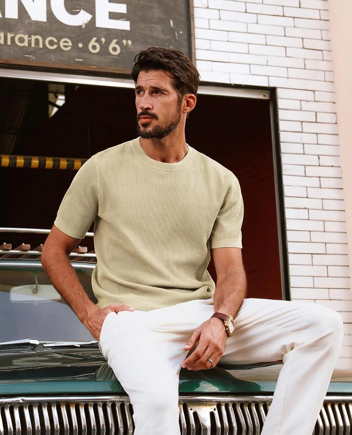 PJ PAUL JONES Mens T-Shirts Knit Short Sleeve Crewneck Shirt Casual Textured Pullover Tees
