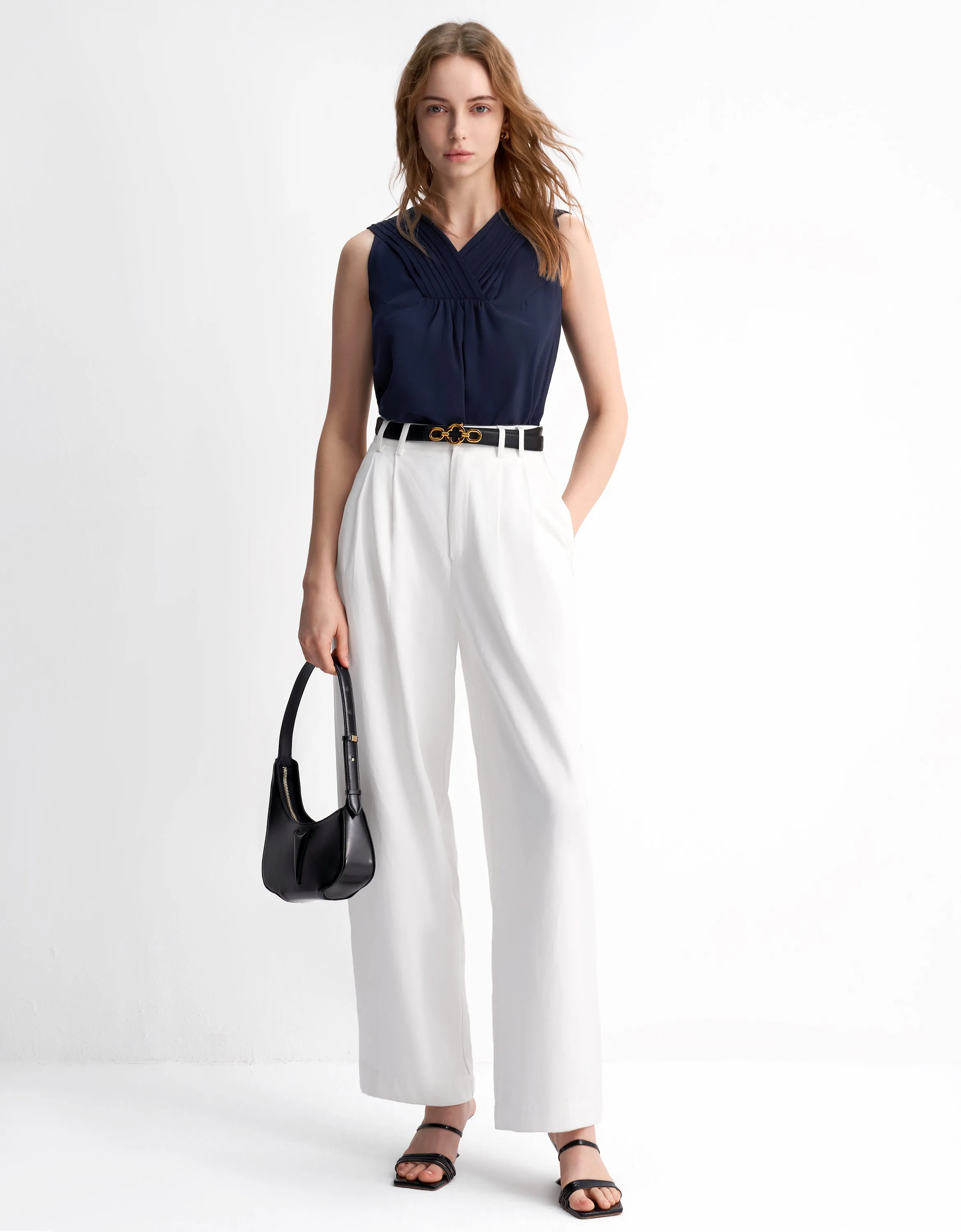 Pleated Detail Sleeveless Top