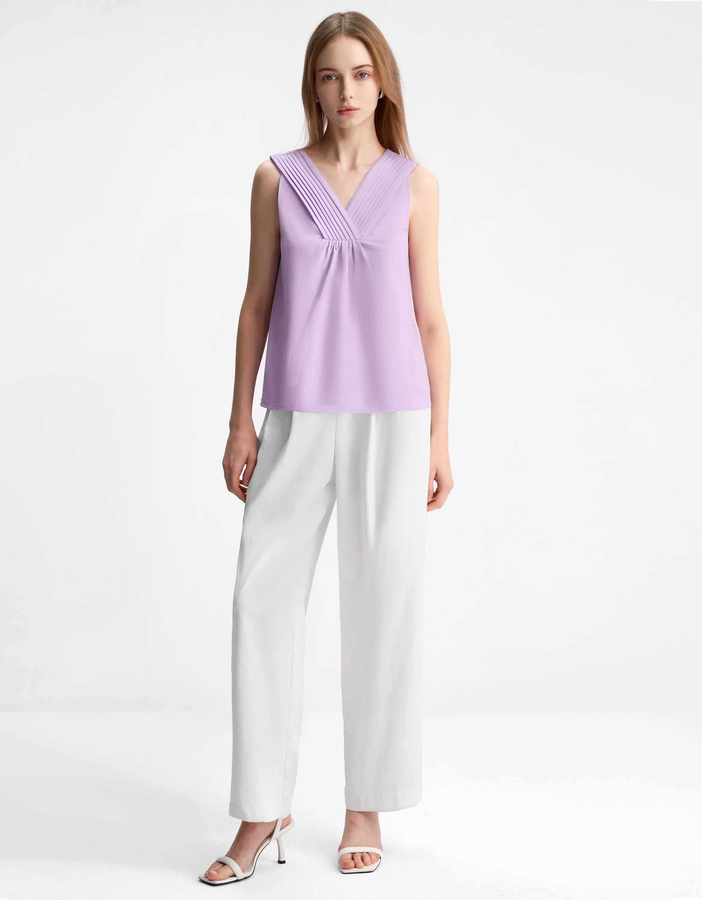 Pleated Detail Sleeveless Top