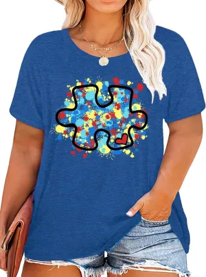 Plus Size Autism Shirt for Women Be Kind Autism Tshirt Autism Heart Graphic Tees Autism Accept Tops