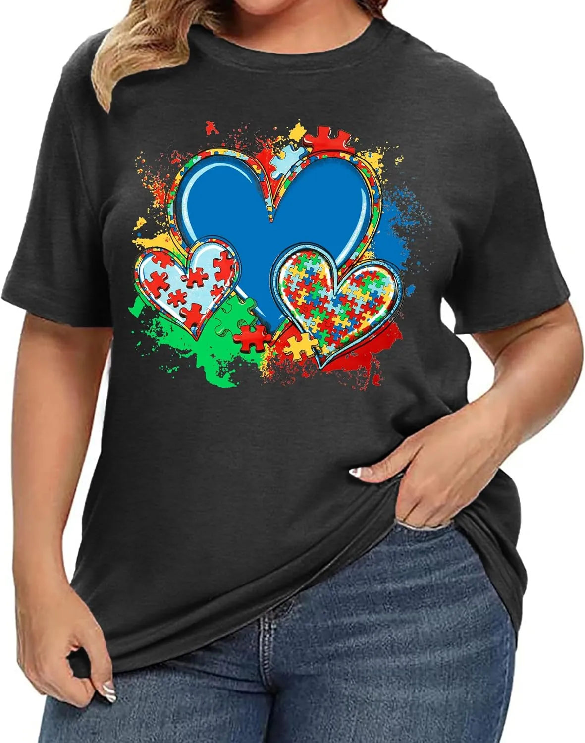 Plus Size Autism Shirt for Women Be Kind Autism Tshirt Autism Heart Graphic Tees Autism Accept Tops
