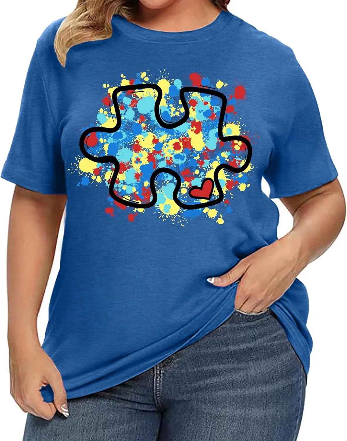 Plus Size Autism Shirt for Women Be Kind Autism Tshirt Autism Heart Graphic Tees Autism Accept Tops