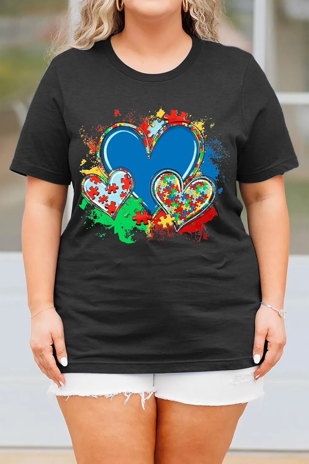 Plus Size Autism Shirt for Women Be Kind Autism Tshirt Autism Heart Graphic Tees Autism Accept Tops