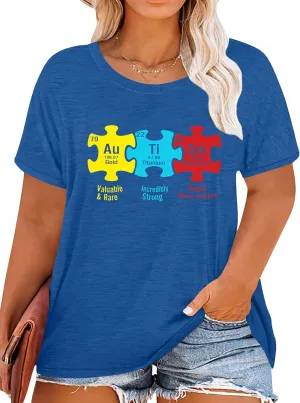 Plus Size Autism Shirt for Women Be Kind Autism Tshirt Autism Heart Graphic Tees Autism Accept Tops