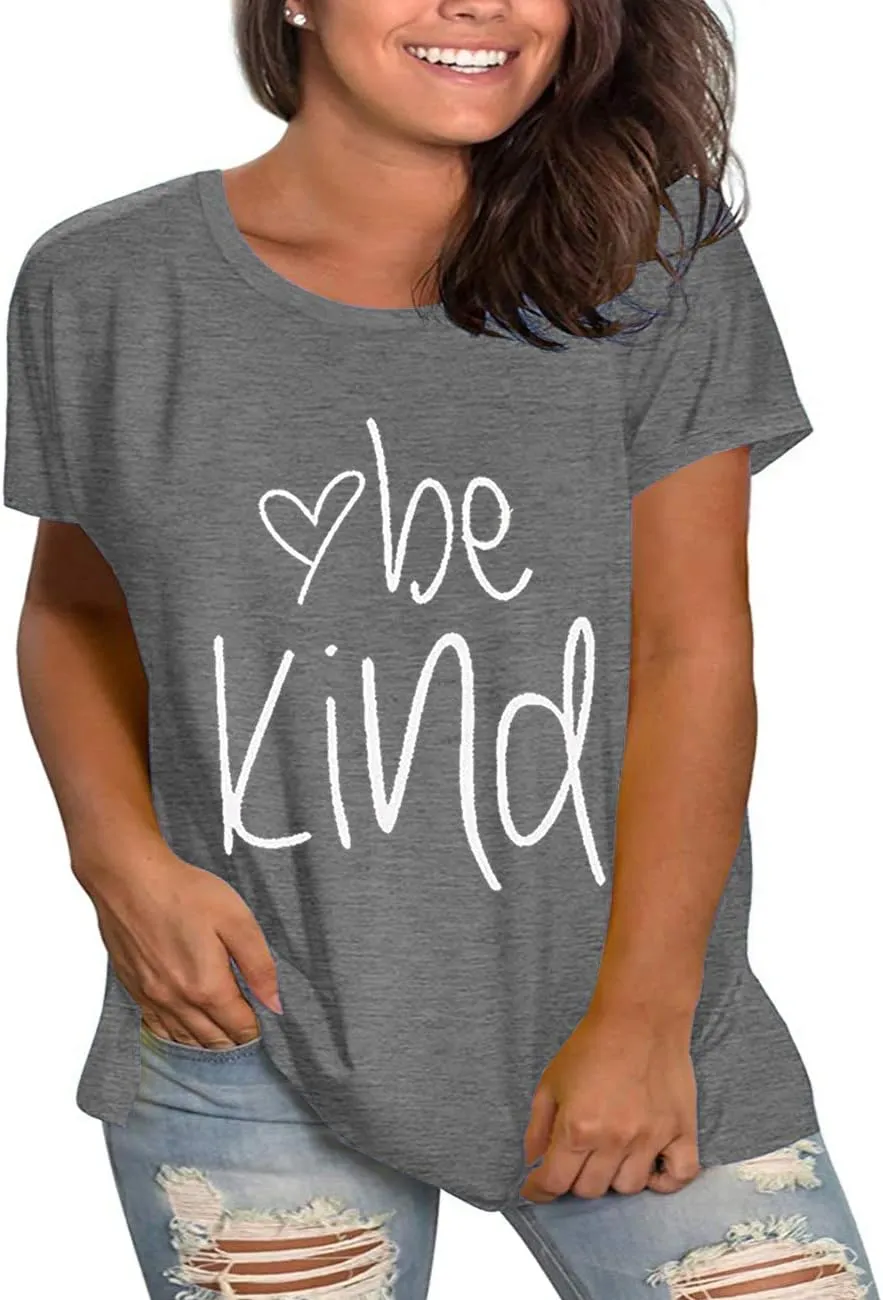 Plus Size Be Kind Shirts Womens Graphic Tees Tshirt Short Sleeve Summer Tunic Tops