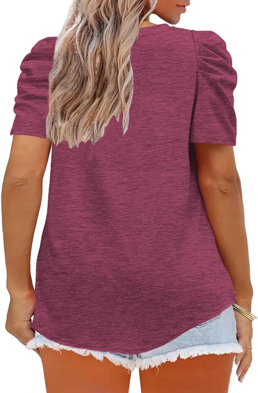 Plus-Size Tops for Women Short Sleeve T Shirts V Neck Tunic Tees XL-5XL