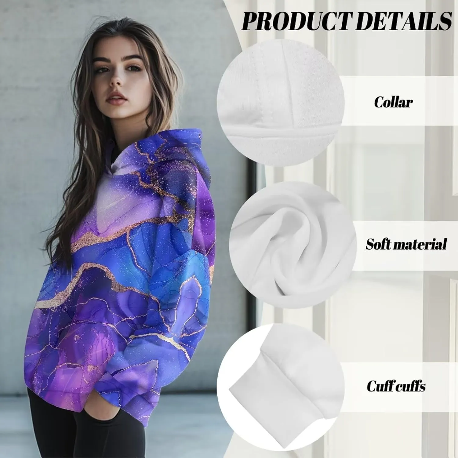 Poceacles Womens Fleece Hoodies Oversized Sweatshirts Long Sleeve Pullover Tops Gym Tops Fall Outfits Plus