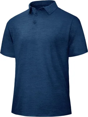 Polo Shirts for Men - Quick Dry Moisture Wicking Black Short Sleeve Performance Golf T Shirts for Casual Work Athletic
