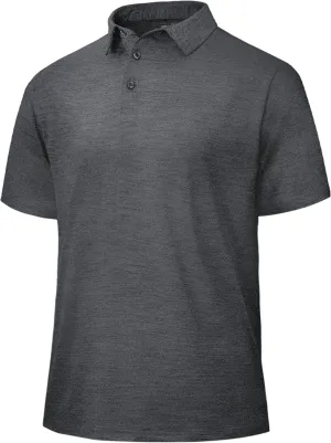 Polo Shirts for Men - Quick Dry Moisture Wicking Black Short Sleeve Performance Golf T Shirts for Casual Work Athletic
