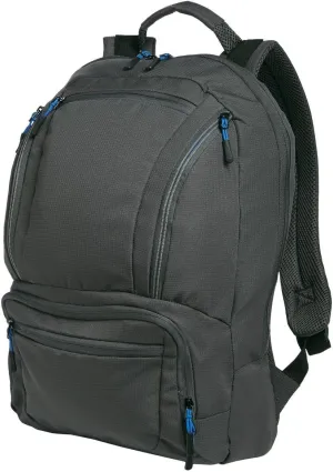 Port Authority Cyber Backpack. BG200, Dark Charcoal/ Royal, OSFA