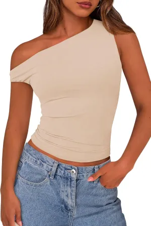 PRETTYGARDEN Women's Off The Shoulder Crop Tank Tops 2025 Summer Trendy Casual Sleeveless Ruched Fitted Going Out Shirts