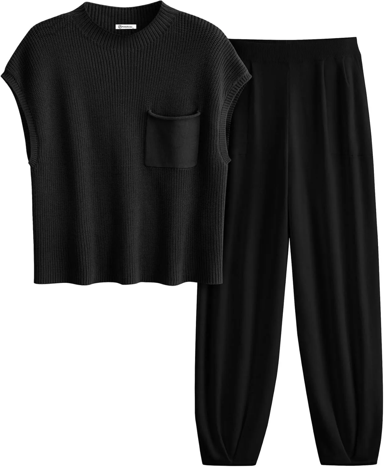 PRETTYGARDEN Womens Two Piece Outfits Sweater Sets Knit Pullover Tops And High Waisted Pants Matching Tracksuit Sweatsuit Set