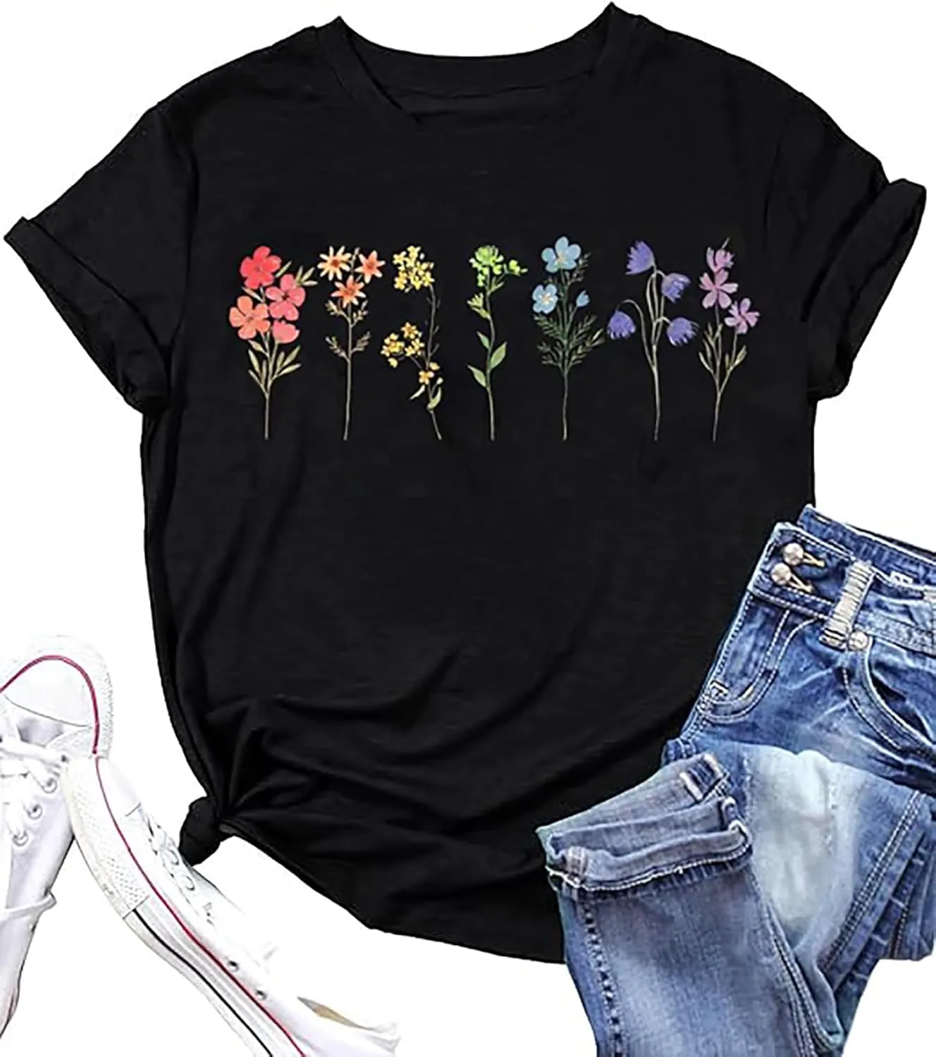 Pride Tshirt for Women Wildflowers Rainbow Shirt Floral LGBTQ T-Shirt Vintage Boho Flowers Graphic Tees Tops