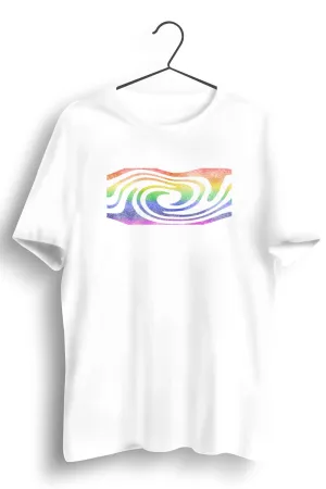 Rainbow Trance Graphic Printed White Tshirt