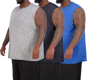 Real Essentials 3 & 5 Pack: Men's Dry-Fit Active Muscle Tank Top - Standard and Big & Tall Sizes (S-5XLT)