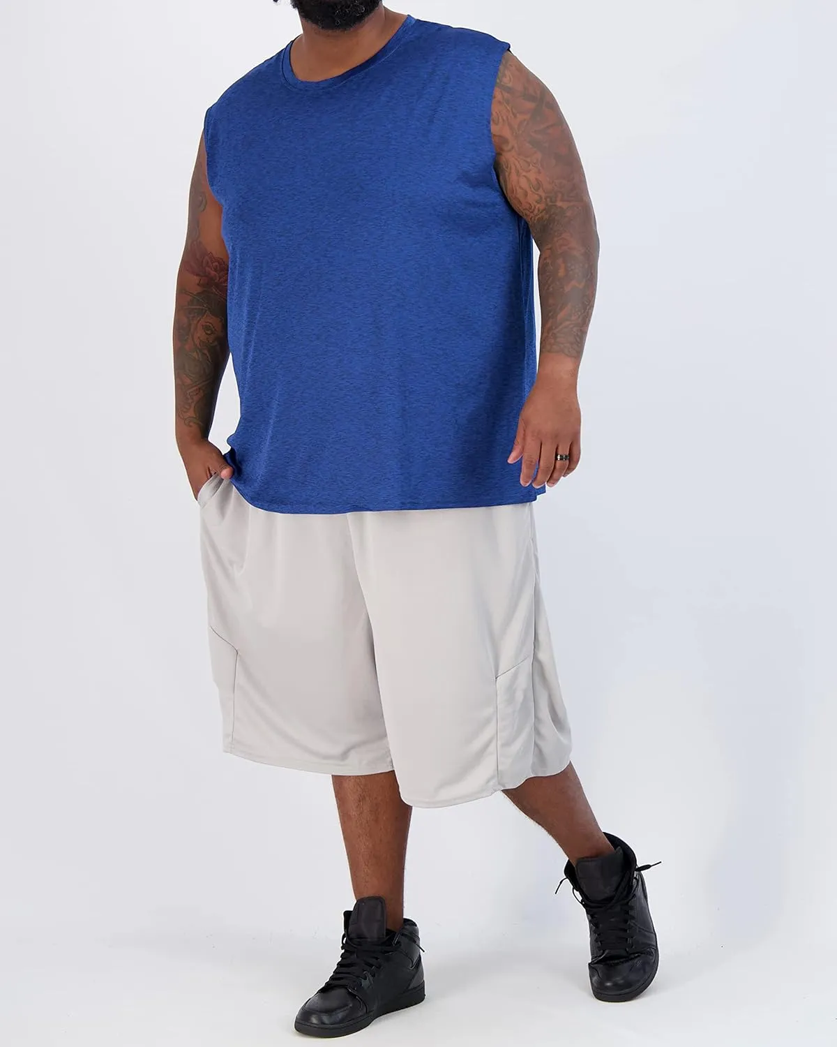Real Essentials 3 & 5 Pack: Men's Dry-Fit Active Muscle Tank Top - Standard and Big & Tall Sizes (S-5XLT)