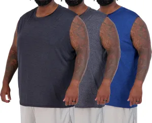 Real Essentials 3 & 5 Pack: Men's Dry-Fit Active Muscle Tank Top - Standard and Big & Tall Sizes (S-5XLT)