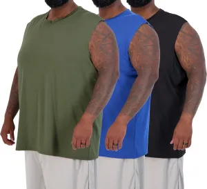 Real Essentials 3 & 5 Pack: Men's Dry-Fit Active Muscle Tank Top - Standard and Big & Tall Sizes (S-5XLT)