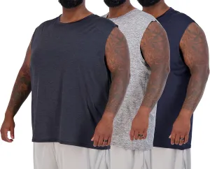 Real Essentials 3 & 5 Pack: Men's Dry-Fit Active Muscle Tank Top - Standard and Big & Tall Sizes (S-5XLT)
