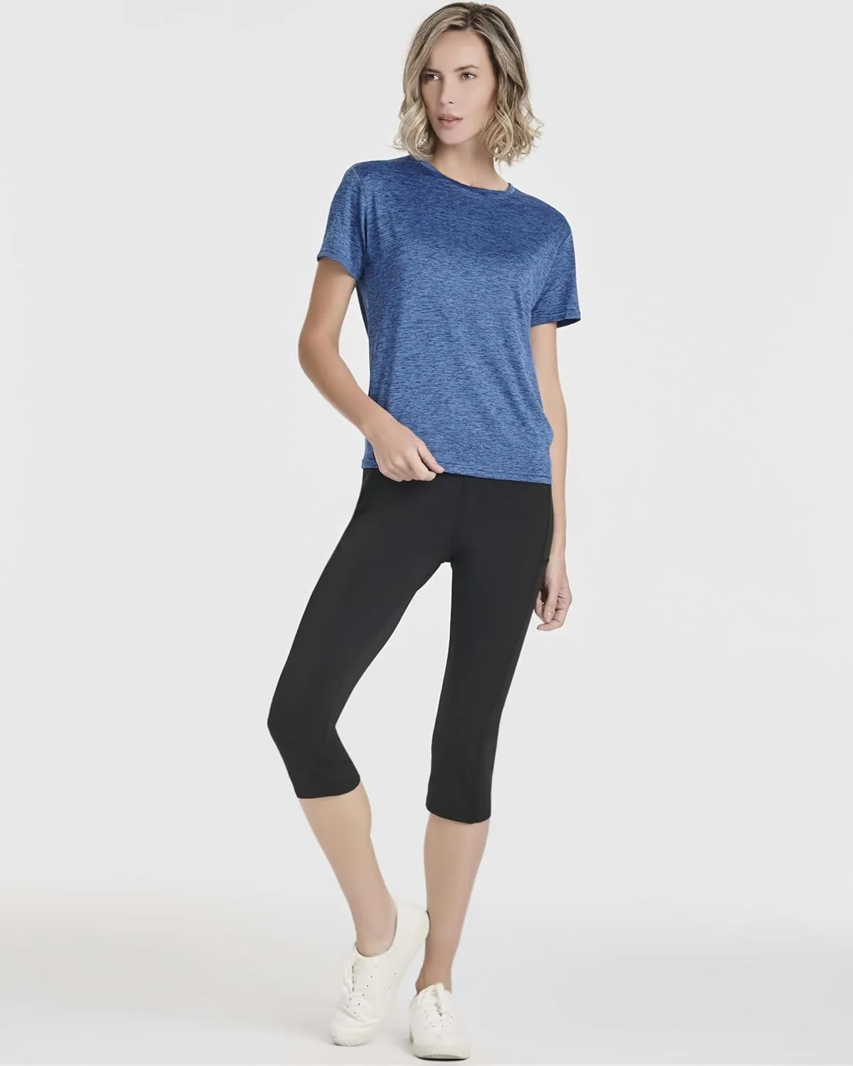 Real Essentials 5 Pack: Women's Short Sleeve Open Back Tie Back Dry-Fit T-Shirt Yoga Gym Workout Top