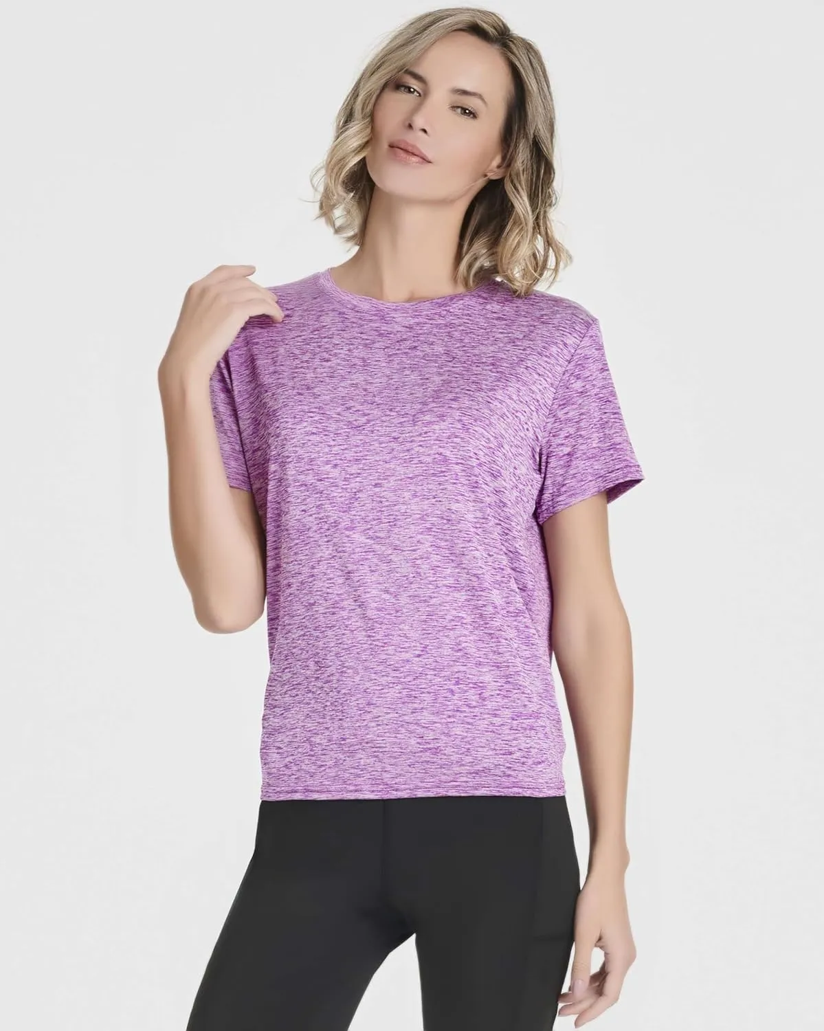 Real Essentials 5 Pack: Women's Short Sleeve Open Back Tie Back Dry-Fit T-Shirt Yoga Gym Workout Top