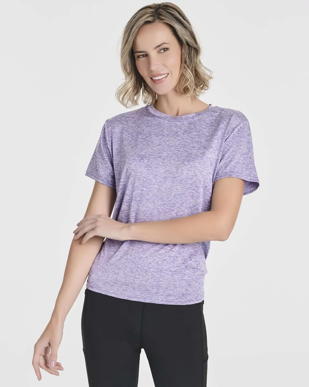 Real Essentials 5 Pack: Women's Short Sleeve Open Back Tie Back Dry-Fit T-Shirt Yoga Gym Workout Top