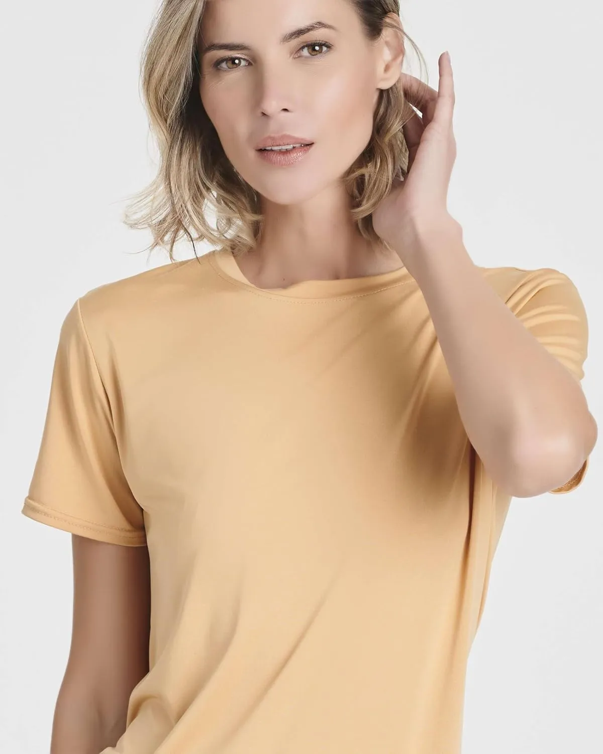 Real Essentials 5 Pack: Women's Short Sleeve Open Back Tie Back Dry-Fit T-Shirt Yoga Gym Workout Top