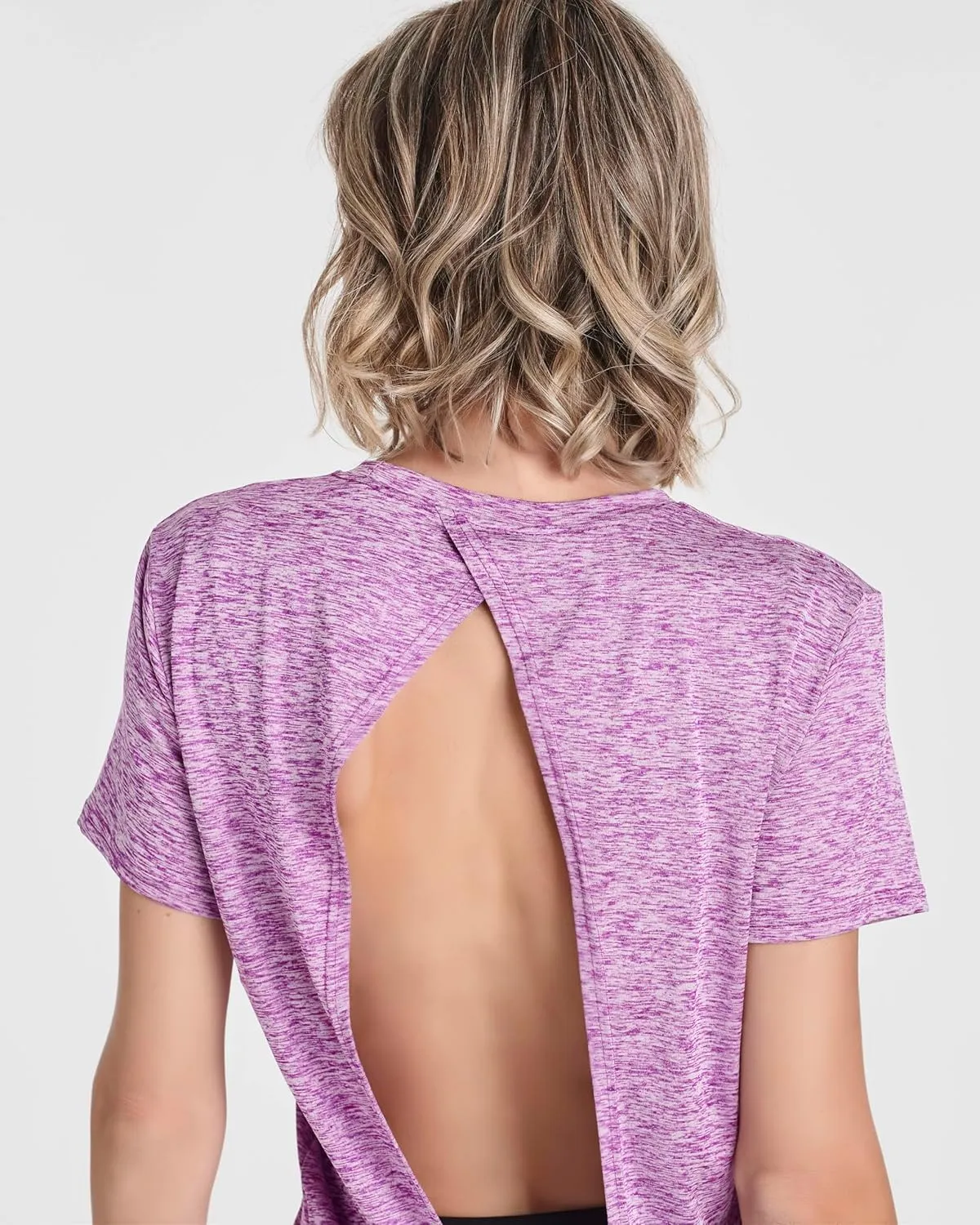 Real Essentials 5 Pack: Women's Short Sleeve Open Back Tie Back Dry-Fit T-Shirt Yoga Gym Workout Top