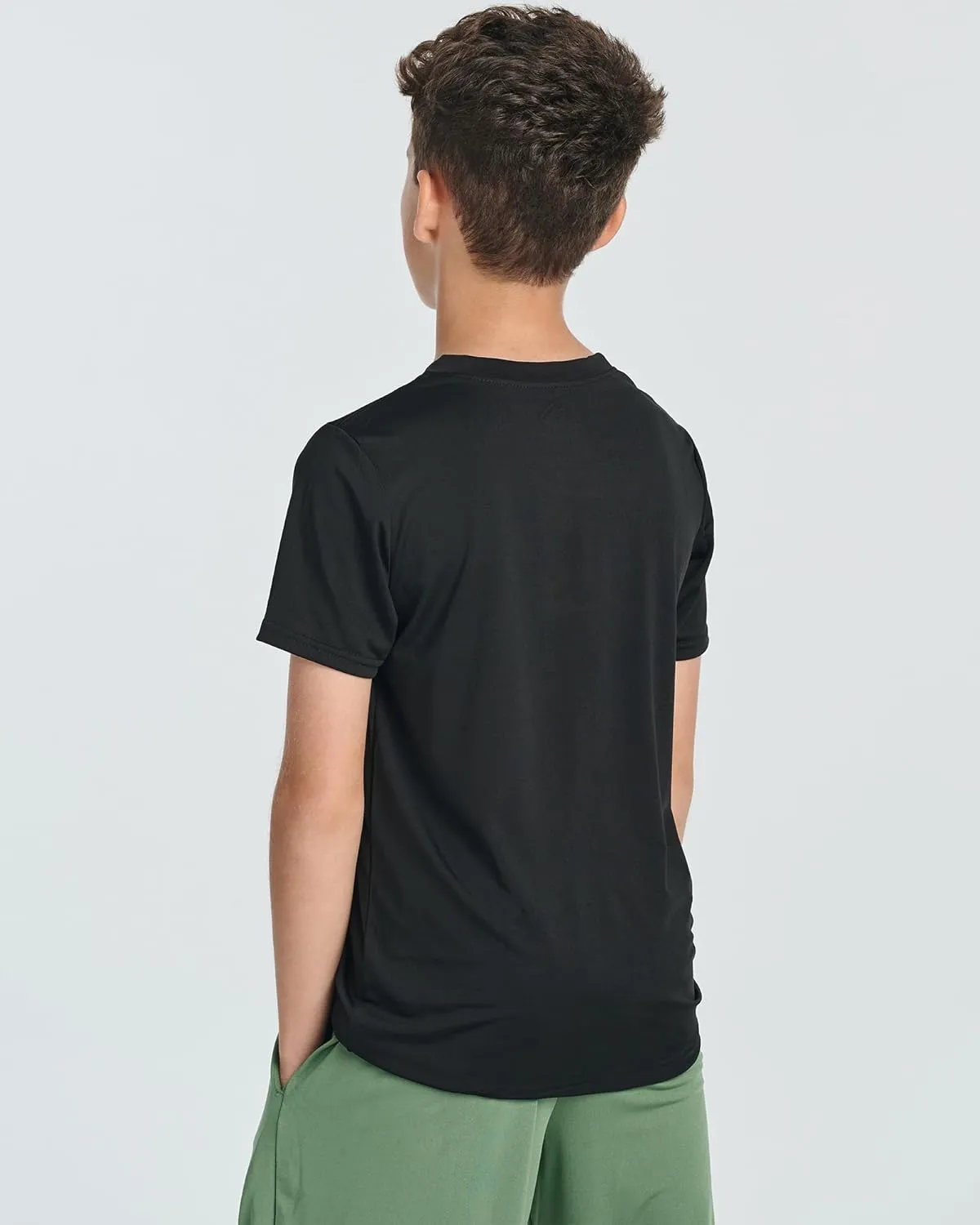 Real Essentials 5 Pack: Youth Dry-Fit Wicking Active Athletic Performance Short Sleeve T-Shirt Boys & Girls Shirts