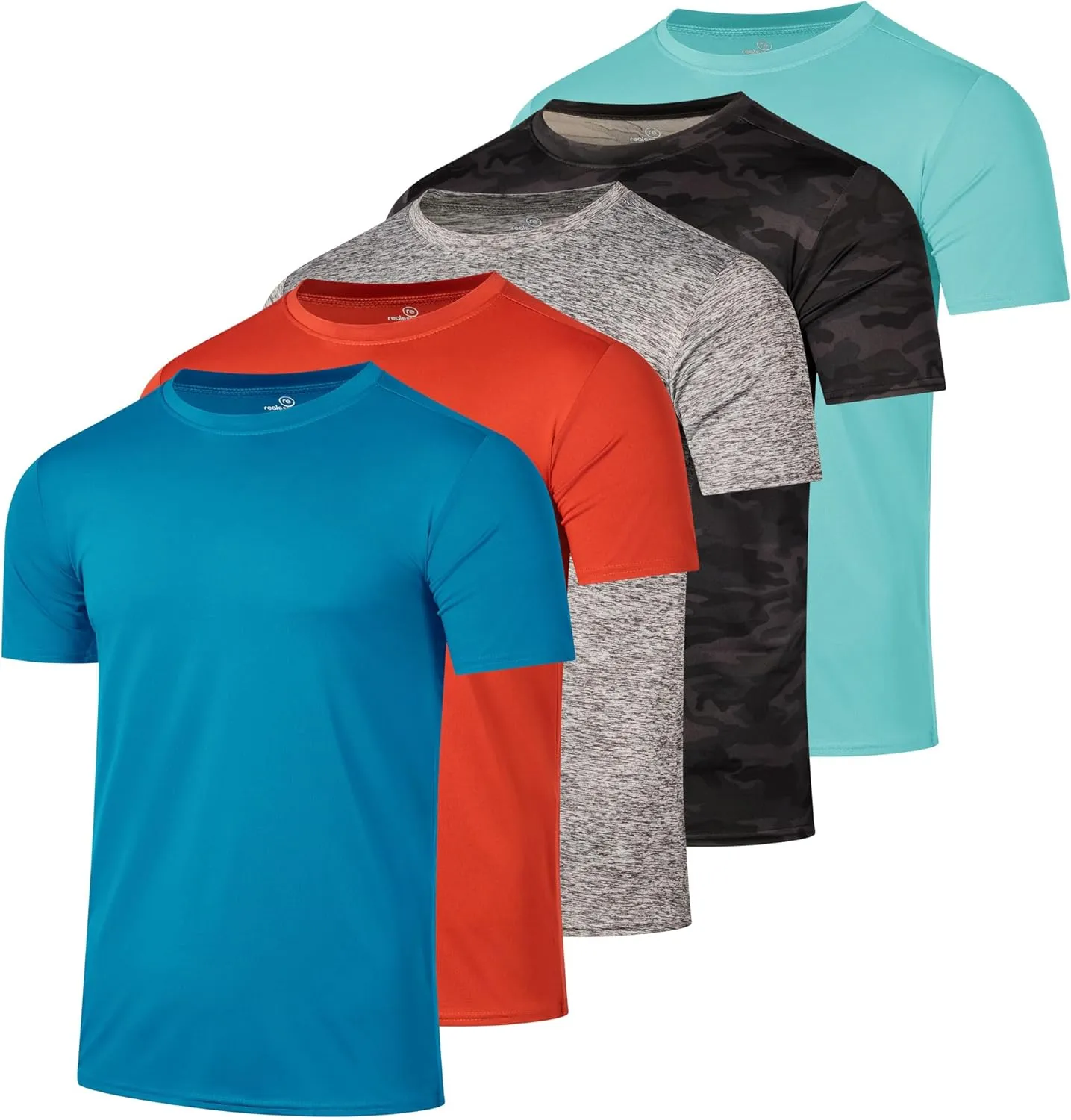 Real Essentials 5 Pack: Youth Dry-Fit Wicking Active Athletic Performance Short Sleeve T-Shirt Boys & Girls Shirts
