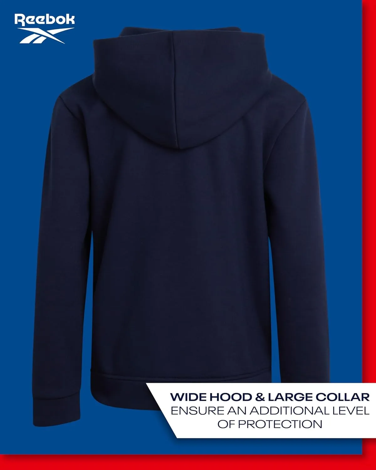 Reebok Boys' Active Sweatshirt - Fleece Pullover Hoodie Sweathsirt - Performance Activewear Sweatshirt for Boys (8-14)